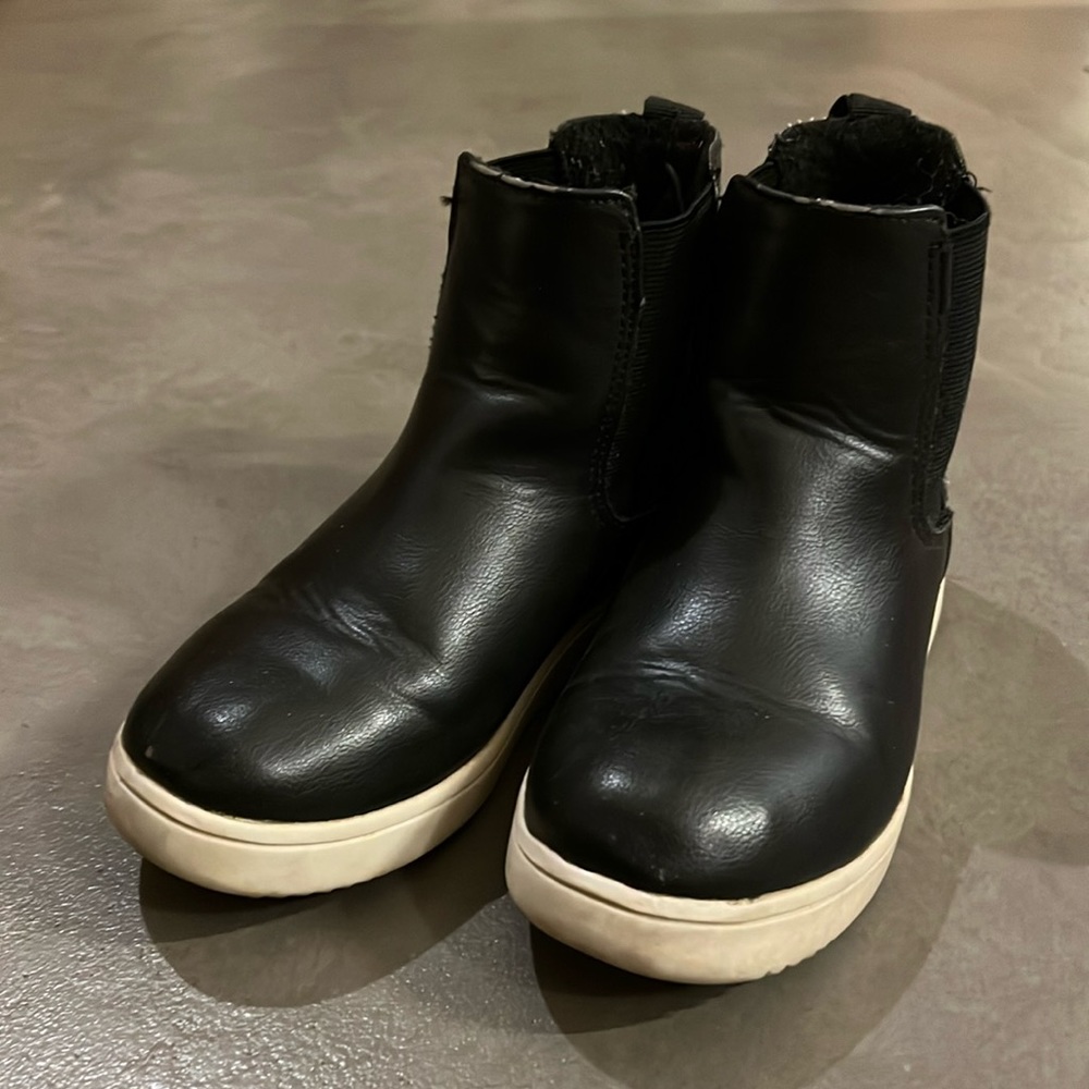 Black leather booties